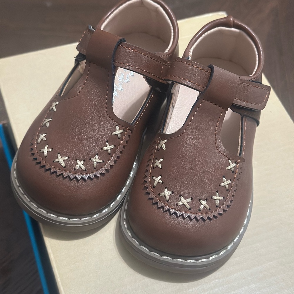 Brown Leather Kids Shoes